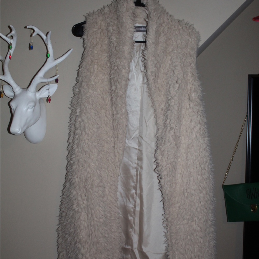 Long Cream Fur Vest